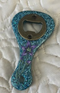Blue Glitter Hourglass Shape Bottle Opener