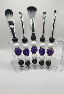 Purple, White, and Black Makeup Brush Set