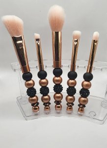 Rose Gold and Black Makeup Brush Set