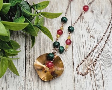 Copper Tropical Flower Pendant Necklace