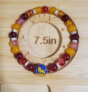 Red & Yellow Lion Charm Glass Bracelet