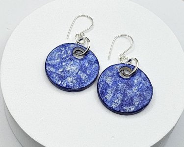 Hand-Painted Blue Air Dry Clay Earrings