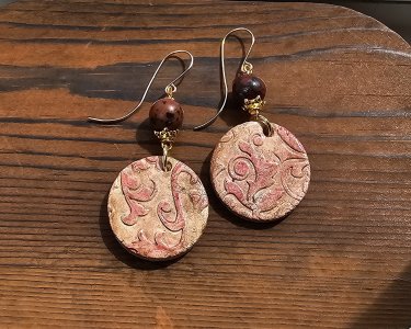 Mookaite Beads and Air Dry Clay Earrings