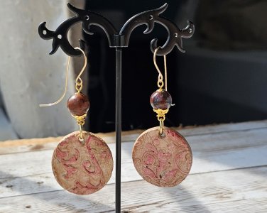 Mookaite Beads and Air Dry Clay Earrings