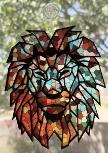 Large Lion Sun Catcher / Ornament / Rear View Mirror Ornament (Made to Order)
