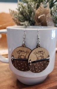 Wood Dog Earrings