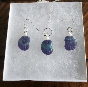 Beach inspired earring and pendant set