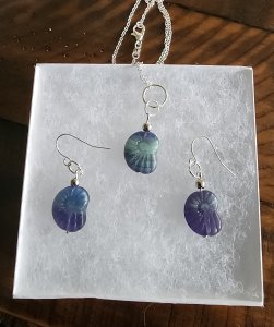 Beach inspired earring and pendant set