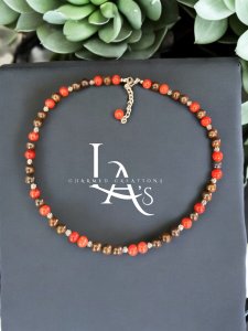Red Coral Jade & Bronzite