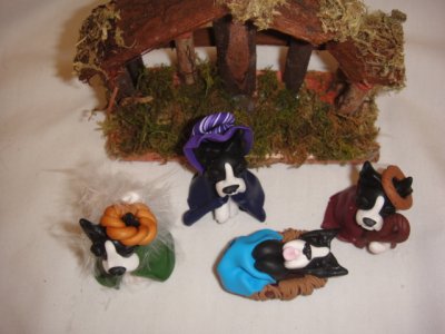Boston Terrier Clay Nativity Set by Bubaloo's Art