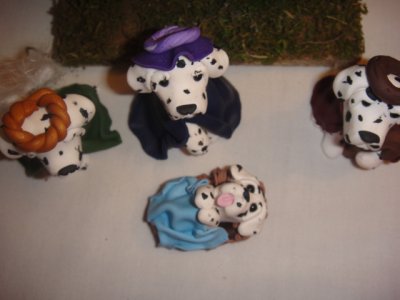 Dalmation Dog Clay Nativity Set by Bubaloo's Art