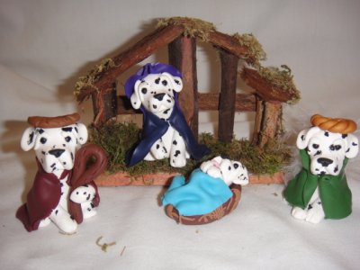 Dalmation Dog Clay Nativity Set by Bubaloo's Art