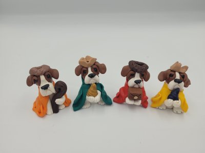 Beagle Clay Nativity Set 4- Extra Pieces 3 Wiseman and Shepard