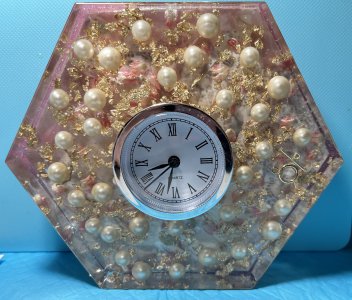 "Grandma's Pearls" Hexagonal Mantle/Desk Clock