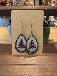 Leopard Christmas tree earrings