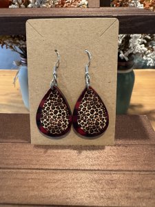 Buffalo Plaid and Leopard Print Dangling Earrings