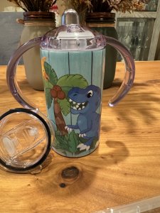 Dinosaur convertible sippy cup to kids' tumbler with straw