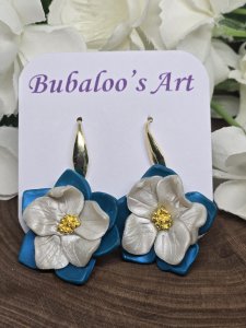 Unique Polymer Clay Flower Earrings by Bubaloo's Art, Available in Multiple Colors