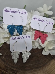 Fun Colorful Clay Leaf Earrings by Bubaloo's Art
