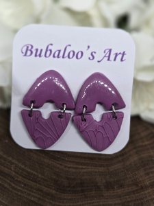 Triangle Polymer Clay Stud, Dangle Earrings by Bubaloo's Art