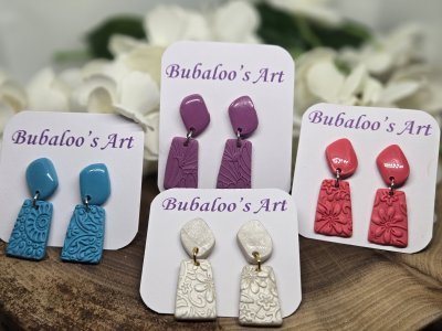 Dainty Dangling Polymer Clay Stud, Dangle Earrings by Bubaloo's Art