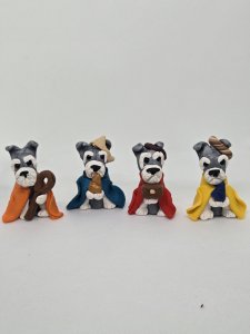 Schnauzer Dog Clay Nativity Set Extra Pieces 3 Wiseman & Shepard by Bubaloo's Art