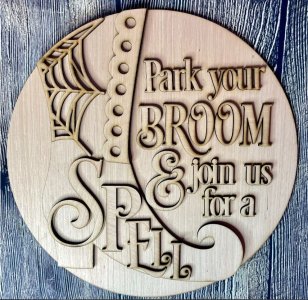 Witch Boot Sit a Spell Halloween Door Hanger Blank