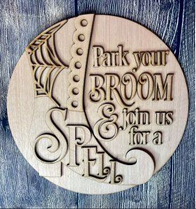 Witch Boot Sit a Spell Halloween Door Hanger Blank