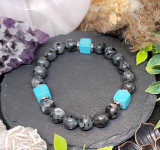 Black Labradorite and Turquoise Bracelet
