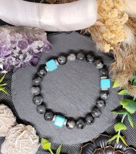 Black Labradorite and Turquoise Bracelet