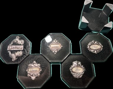 Black and Pewter Coaster Set with Holder