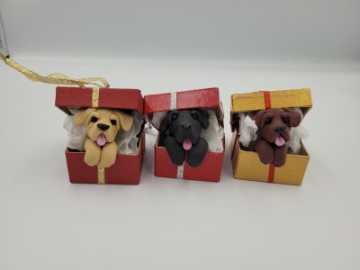 Labrador Retriever Dog Ornament Polymer Clay Gift Box by Bubaloo's Art
