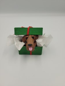 Dachshund Dog Handmade Polymer Clay Ornament Gift Box by Bubaloo's Art