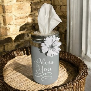 Gray Mason Jar Tissue Holder
