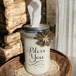 Ivory Mason Jar Tissue Holder