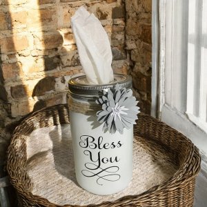 White Mason Jar Tissue Holder