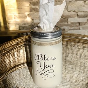 Ivory Mason Jar Tissue Holder