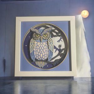 3D Layered Owl Shadow Box
