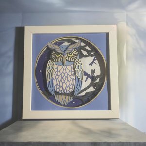 3D Layered Owl Shadow Box