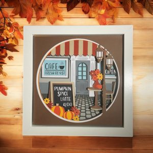 3D layered Fall Cafe Shadow Box
