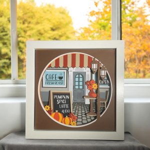 3D layered Fall Cafe Shadow Box