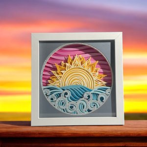 3D Layered Sunset Shadow Box