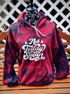 Not Today Satan Tie Dye Hoodie Coed sizing