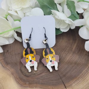 Beagle Hand Painted Wood Earrings by Bubaloo's Art