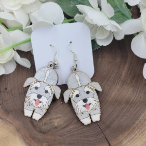 Schnauzer Hand Painted Wood Earrings by Bubaloo's Art