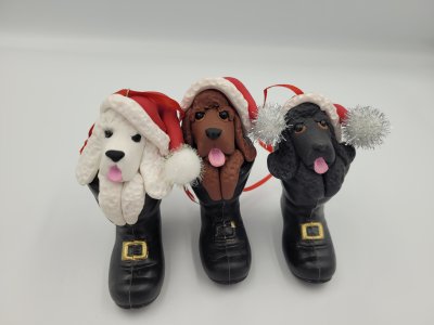 Personalized Poodle Dog in Santa's Boot Ornament ~ Bubaloo's Art