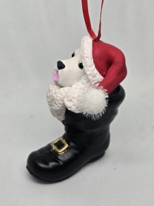 Personalized Poodle Dog in Santa's Boot Ornament ~ Bubaloo's Art