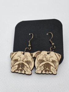 Bulldog Dog Wood Earrings ~ Bubaloo's Art