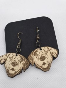 Catahoula Dog Wood Earrings ~ Bubaloo's Art