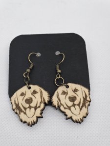 Golden Retriever Dog Wood Earrings ~ Bubaloo's Art
